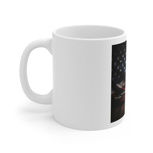 Draped American Flag Coffee Mug – Flowing USA Flag Rustic Wood Mug – Vintage Patriotic Fabric Wave Cup – Americana Heritage Mug American Flag Mug – Rustic USA Flag 11oz Coffee Cup (Patriotic...