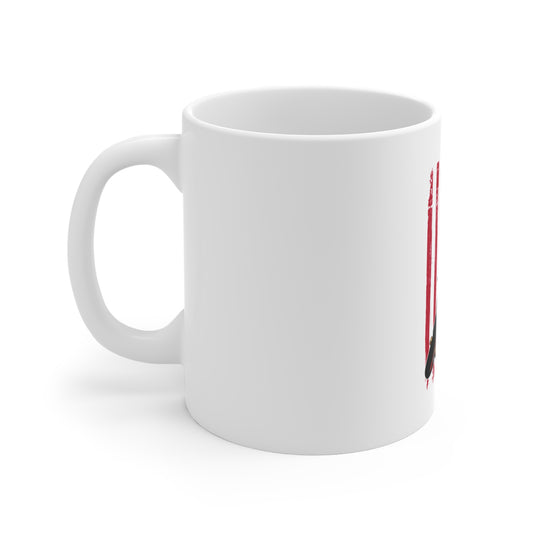 American Flag Motorcycle Mug — 11oz Patriotic Racing Bike Coffee Cup