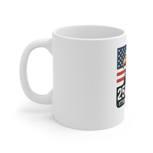 250 Years of Freedom 1776-2026 Eagle Flag Mug — Patriotic 11oz Coffee Cup