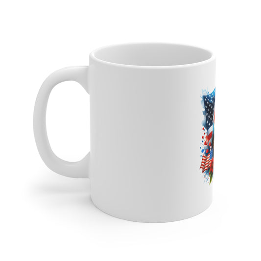 4th of July Patriotic Eagle Mug — American Flag Coffee Cup (11oz)