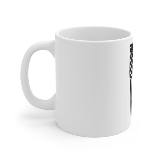 Blacked-Out Dripping American Flag Coffee Mug – Distressed Vertical USA Flag Mug – Stealth Patriotic Cup – Grunge Melt Flag Design Mug 11oz