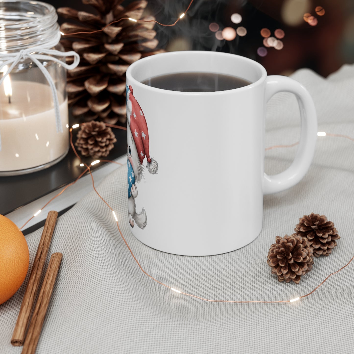 Patriotic Kitten Heart Coffee Mug – Cute 4th of July Cat Mug – Red White Blue Heart Cat Cup – Adorable Americana Gift Mug Patriotic Cute Kitten Mug — 11oz USA Heart & Stars Coffee Cup
