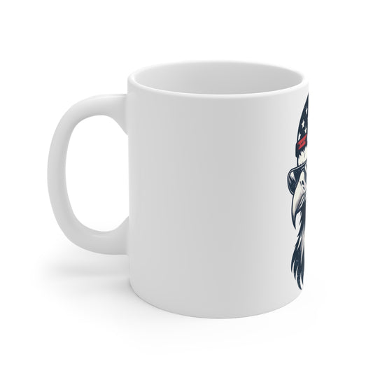 Patriotic Eagle Coffee Mug – American Flag Bald Eagle with Cap Mug – Vintage USA Freedom Eagle Cup – Cool Americana Eagle Gift Mug Mug 11oz
