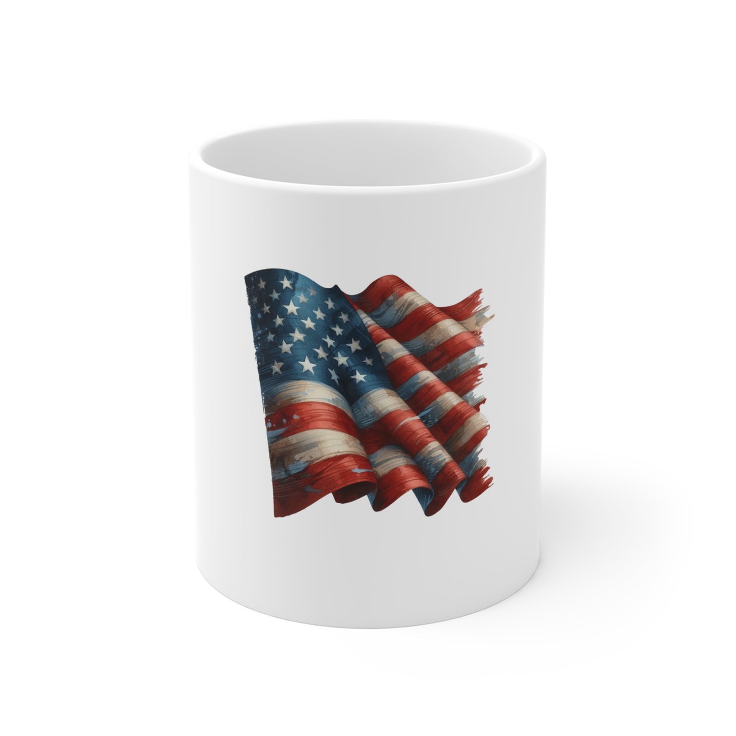 American Flag Coffee Mug — Vintage Waving USA 11oz Patriotic Mug