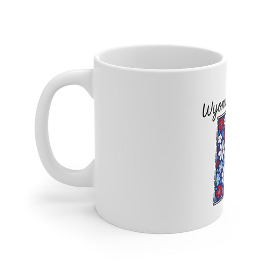 Wyoming Floral Daisy Mug — Red, White & Blue Gift Mug