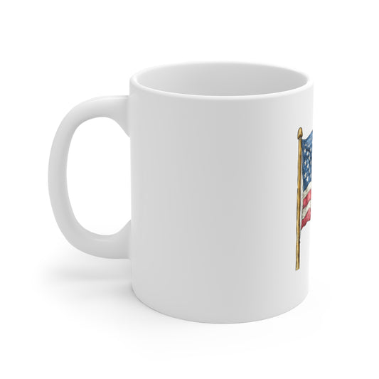 American Flag Mug — Vintage Watercolor USA Coffee Cup (11 oz)