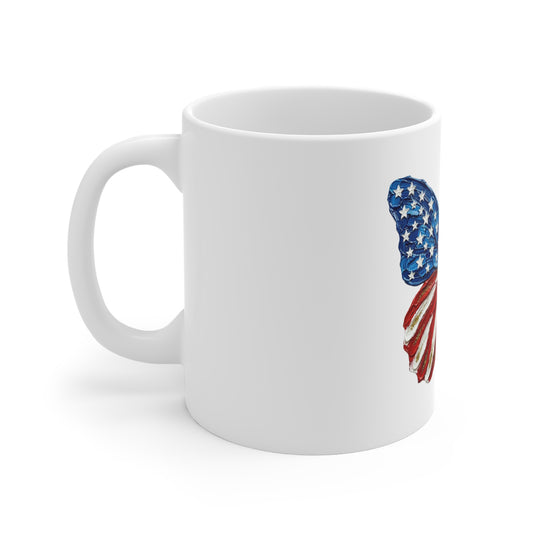 American Flag Butterfly Mug – Patriotic 11oz Coffee Cup