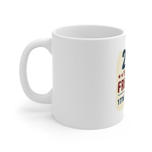 USA 250 Years of Freedom Coffee Mug β 1776β2026 Patriotic Mug β Vintage Americana Anniversary Design β American Pride Gift Mug 11oz