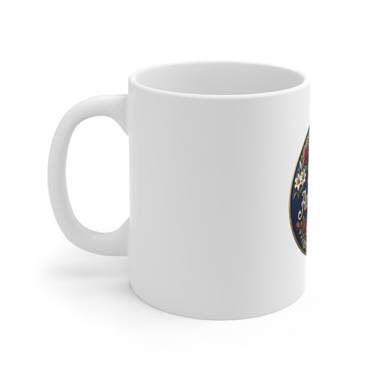 250th Anniversary Coffee Mug β Elegant Floral Celebration Mug β Vintage Americana Rose Design β Patriotic Commemorative Gift Cup Mug 11oz