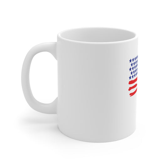 Brushstroke American Flag Coffee Mug – Abstract USA Flag Mug – Modern Patriotic Cup – Bold Red White Blue Gift Mug 11oz
