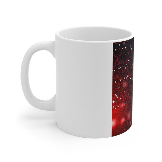 Patriotic Sparkle Gradient Coffee Mug – Red Blue Glitter Mug – Starry Light Effect USA Cup – Modern Americana Mug Galaxy Starfield 11oz Coffee Mug – Red & Blue Space Night Sky Design