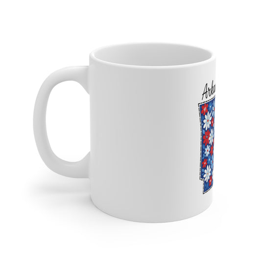 Arkansas Floral State Mug — Red, White & Blue Daisy Design