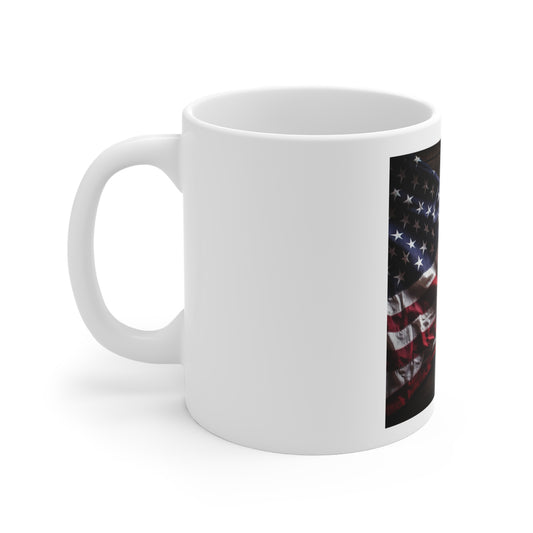 Draped American Flag Coffee Mug – Rustic Wood Background USA Mug – Minimalist Patriotic Mug – Vintage Americana Coffee Cup American Flag Rustic Wood Coffee Mug — Patriotic 11oz Tea Cup for Veterans &...