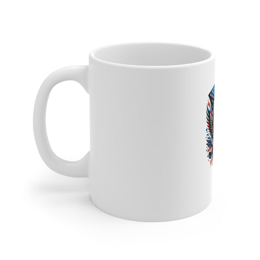 Patriotic Bald Eagle 11oz Mug — American Flag USA Coffee Cup