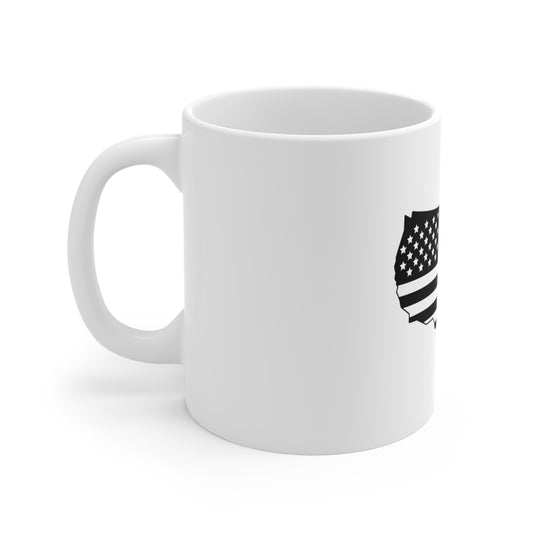 Blackout USA Map American Flag Coffee Mug – Tactical Patriotic United States Mug – Stealth America Outline Cup – Distressed Flag Map Mug Mug 11oz