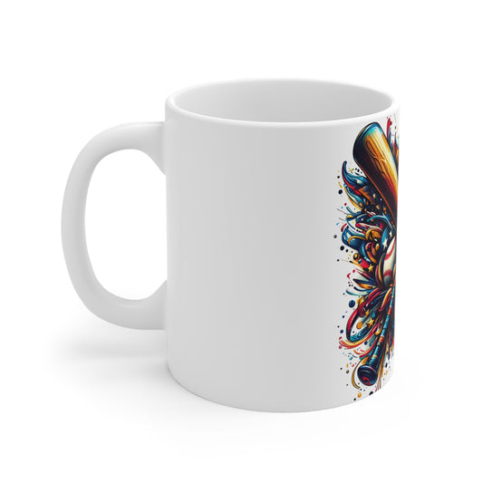 Patriotic Baseball Bats Coffee Mug – Crossed Bats American Shield Mug – USA Baseball Art Cup – Bold 4th of July Sports Gift 11oz