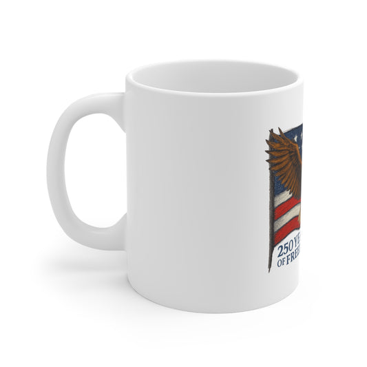 250 Years of Freedom Eagle Mug - Patriotic American Flag Coffee Cup