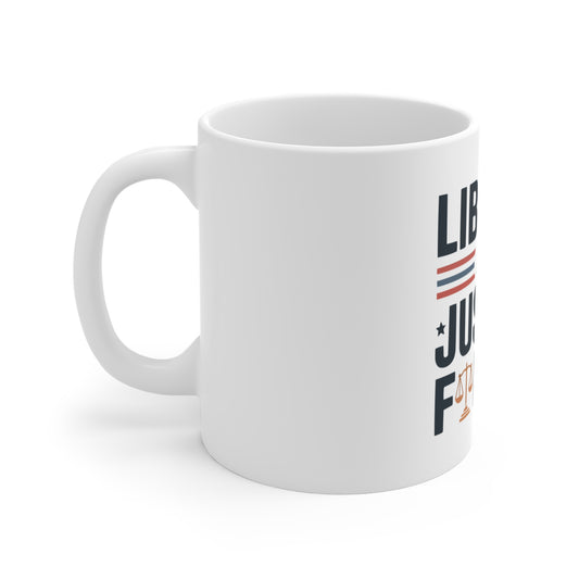 Liberty and Justice For All Mug — 11oz Patriotic Scales Coffee Cup