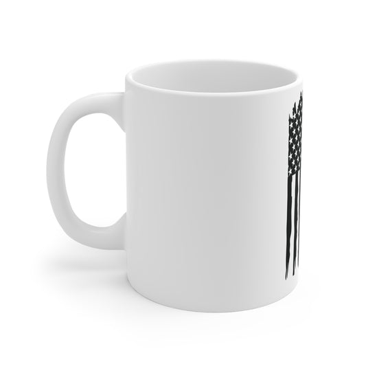 Distressed American Flag Mug – Vertical Grunge USA Flag Coffee Mug – Rustic Patriotic Cup – Vintage USA Pride Gift Mug 11oz