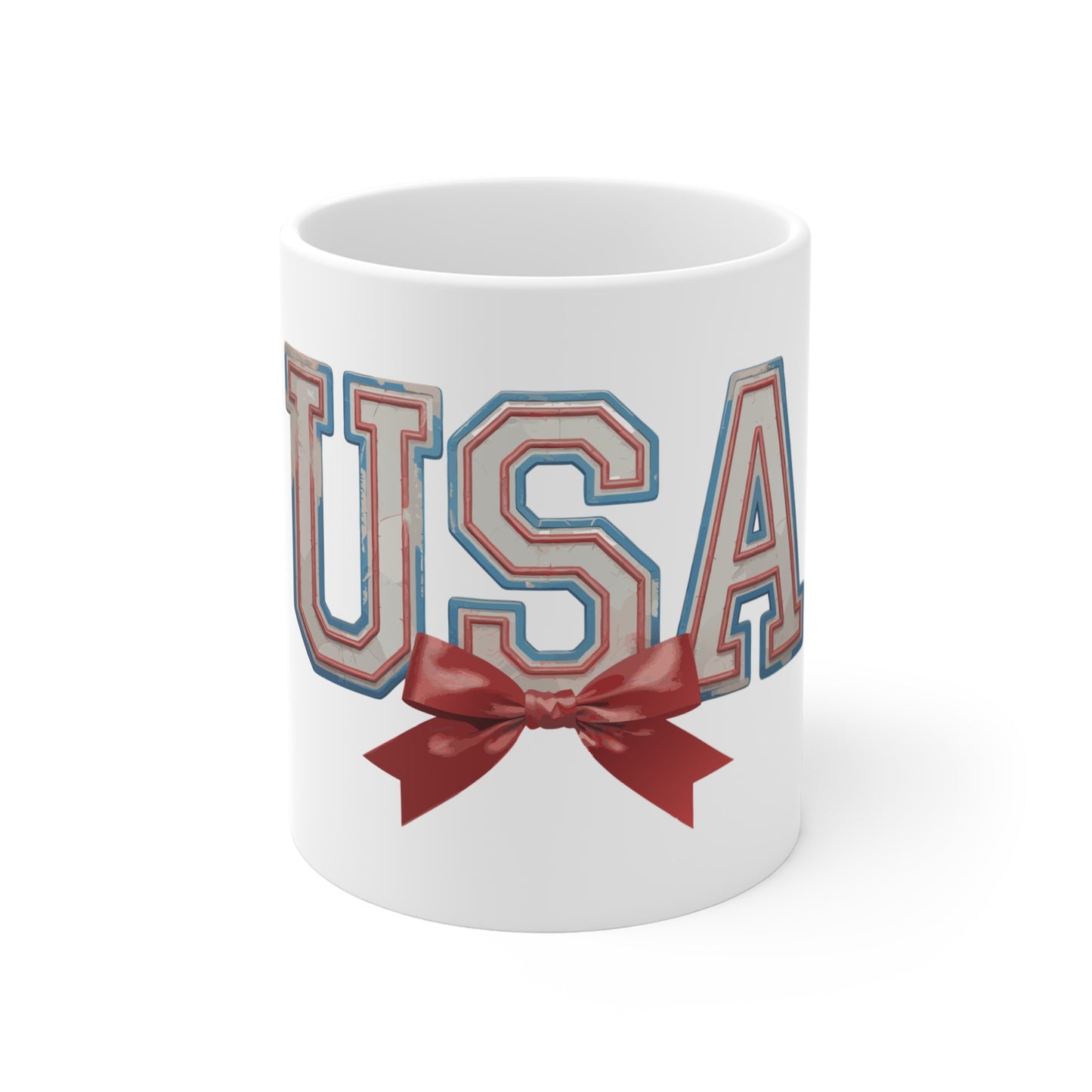 USA Bow 11oz Mug — Patriotic Red White Blue Coffee Cup