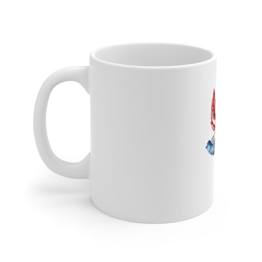 Patriotic Pinwheel Mug — Red, White & Blue 11oz Ceramic Coffee Cup