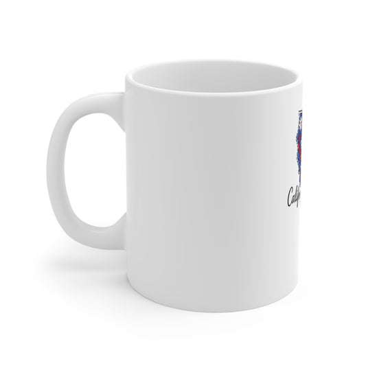 California Floral State Mug — Red, White & Blue Daisy Design