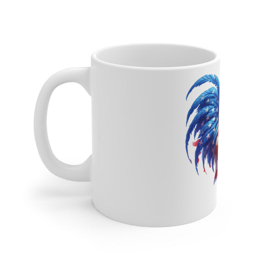 Patriotic Rooster Coffee Mug – American Flag Feather Rooster – Red White Blue Farmhouse Mug – Bold USA Pride Gift Patriotic Rooster Coffee Mug — American Flag 11oz Ceramic Mug