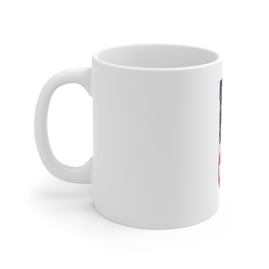 Patriotic Letter U Coffee Mug – American Flag Initial Mug – Vintage USA Monogram Mug – Distressed Americana Alphabet Gift Mug 11oz