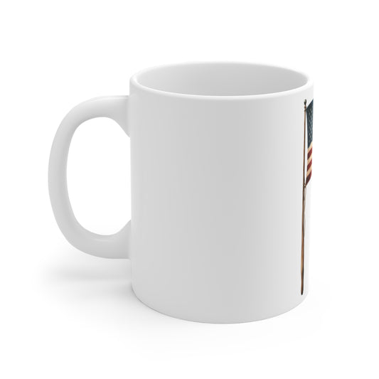 Vintage American Flag Coffee Mug – Rustic USA Flag Mug – Classic Patriotic Cup – Weathered Stars and Stripes Mug Mug 11oz