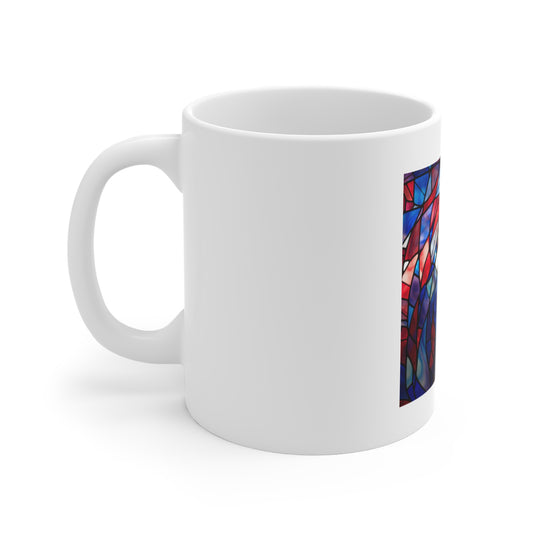 Stained Glass American Flag Coffee Mug – Abstract Flow Patriotic Mug – Colorful USA Flag Cup – Artistic Americana Gift – Premium Art Mug
