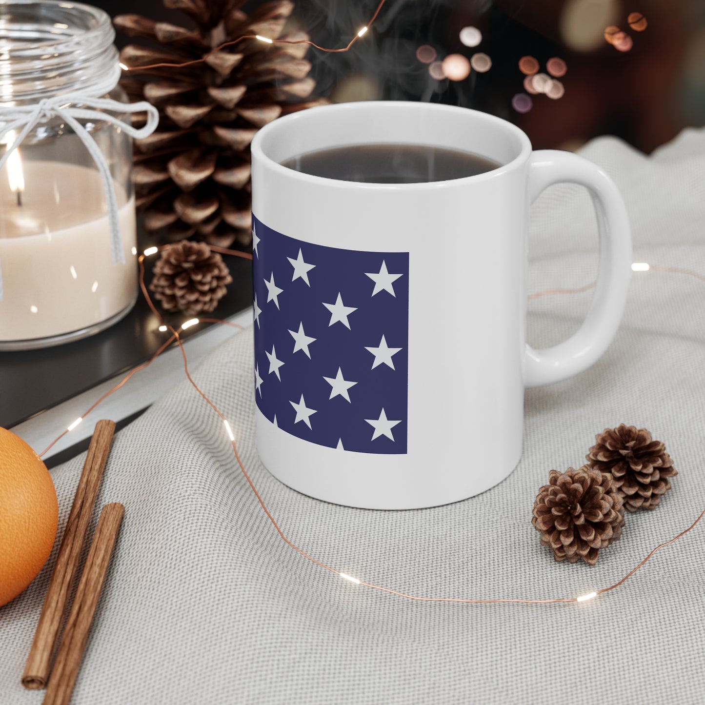 Modern American Flag Coffee Mug β Vertical Stripe USA Mug β Clean Stars & Stripes Design Cup β Minimal Patriotic Gift Mug 11oz