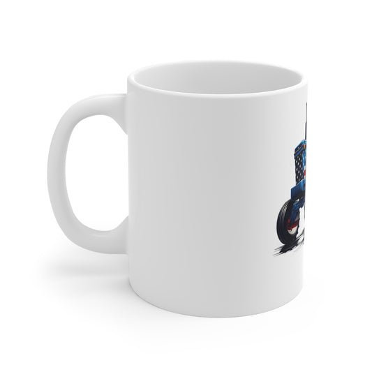 Patriotic Tractor Coffee Mug – American Flag Farm Tractor Mug – Bold USA Workhorse Cup – Farmer Pride Gift Mug – Red White Blue Tractor Mug Mug 11oz