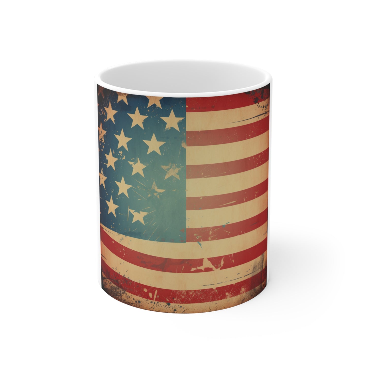 Vintage American Flag Coffee Mug – Distressed USA Flag Mug – Retro Patriotic Cup – Rustic Americana Flag Design Mug Vintage American Flag Mug – Distressed USA Stars & Stripes 11oz Coffee Cup,...
