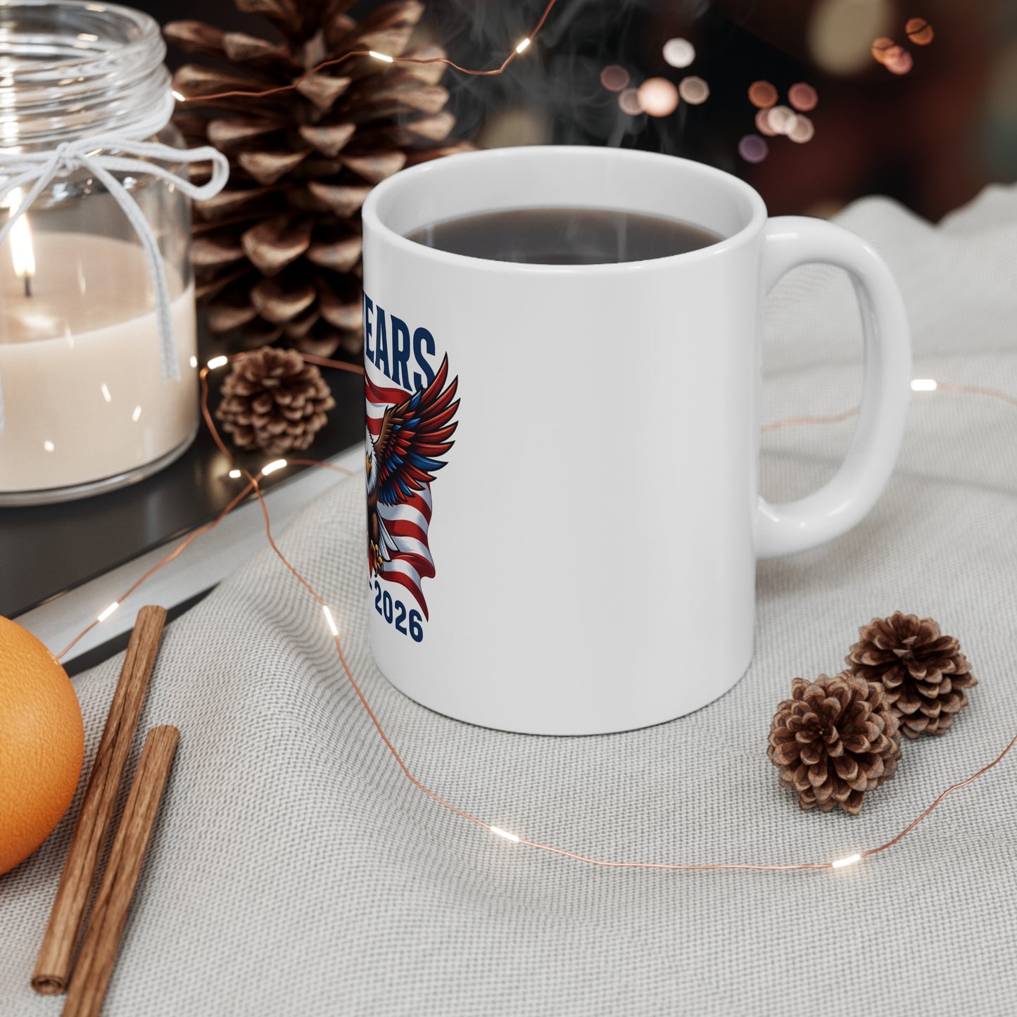 250 Years 1776–2026 Eagle Flag Coffee Mug — Patriotic Fourth of July Anniversary Gift
