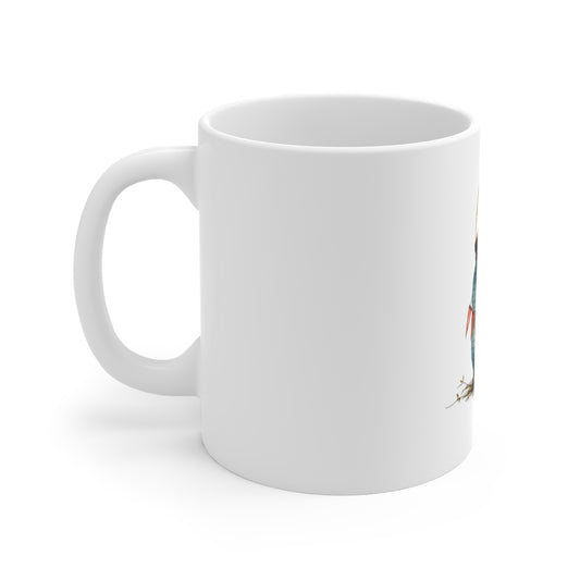 Blue Lantern Ceramic Mug — Rustic Lantern Illustration Coffee Cup