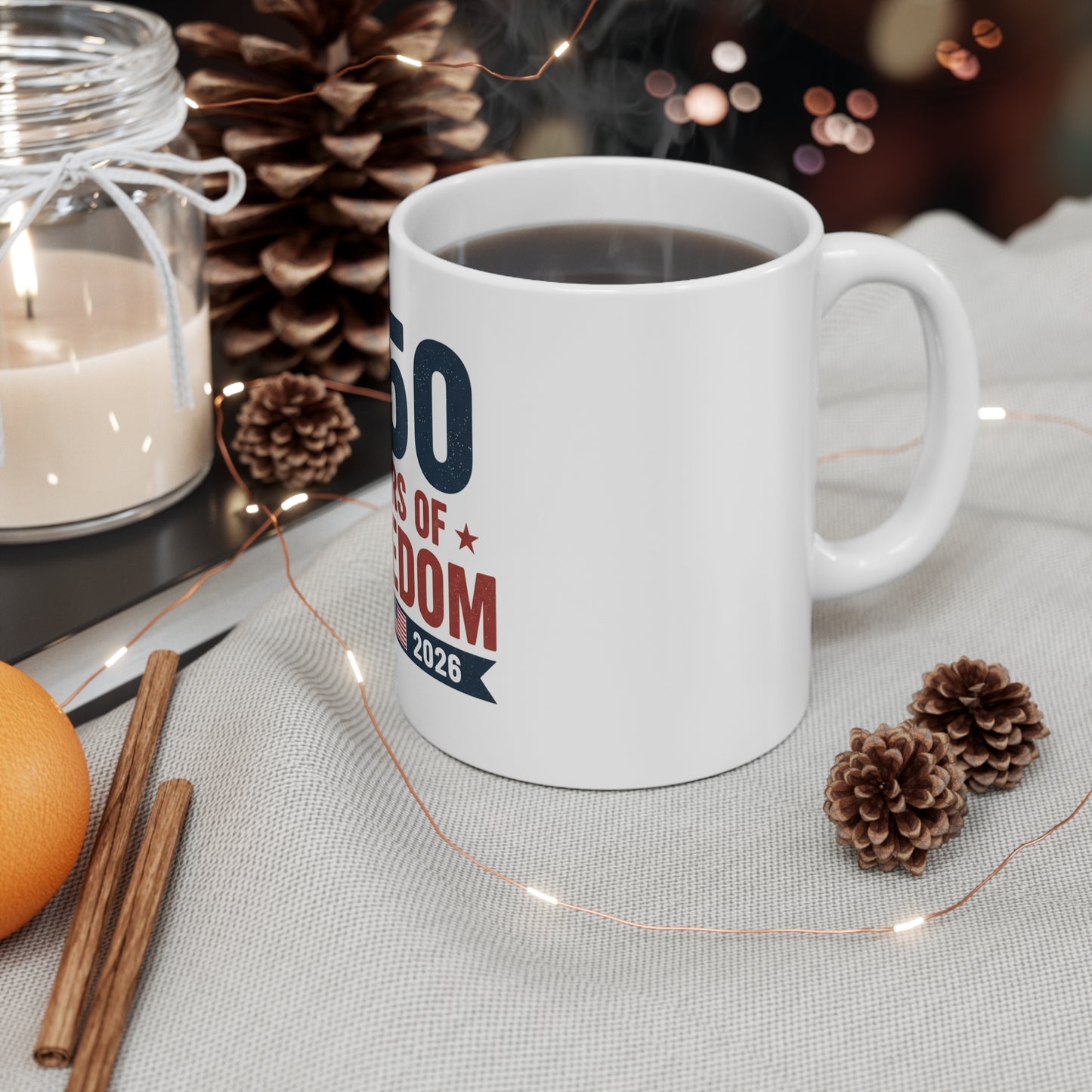 250 Years of Freedom Coffee Mug – Patriotic USA 1776–2026 Mug – Vintage American Flag Banner Cup – Bold Independence Design Mug 11oz