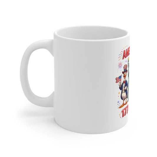 America 250 Ducks Mug 1776β2026 β Funny Patriotic Coffee Cup β 4th of July Cartoon USA Anniversary Mug 11oz