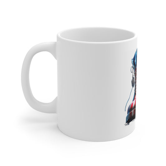 Patriotic Combat Boots Coffee Mug – American Flag Military Boots with Dog Tags – USA Freedom Tribute Mug – Bold Veteran Gift Mug 11oz