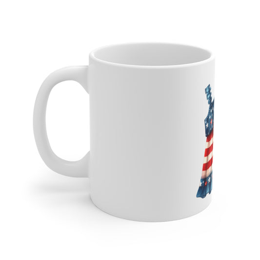 11oz Mug — Patriotic American Flag Sundress Design (Fourth of July)