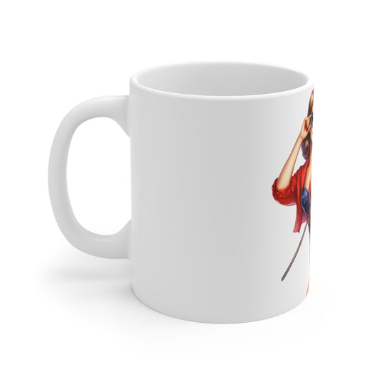 Patriotic Retro Pin Up Mug – American Flag Sunglasses Woman Coffee Mug – Vintage USA Glam Cup – 4th of July Gift – Americana Style Mug Patriotic Pin-Up Girl Coffee Mug — Vintage 4th of July American...