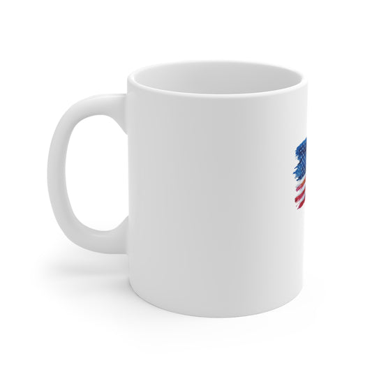 American Flag Watercolor Mug – 11oz Patriotic Coffee Cup