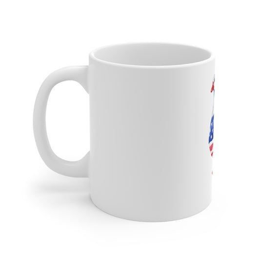 Patriotic Goose Mug – American Flag Watercolor 11oz Coffee Cup