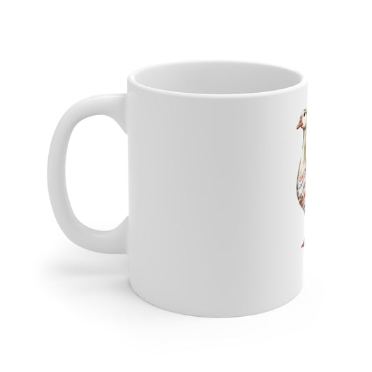 Patriotic Goose Mug — 11oz Americana Watercolor Bird Coffee Cup