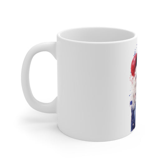 Patriotic Watercolor Cowgirl Mug – Bold Americana Woman Coffee Mug – Red White Blue Hat Art Cup – Western Style Patriotic Mug – Gift for Her Patriotic Cowgirl 11oz Coffee Mug — American Flag Hat...