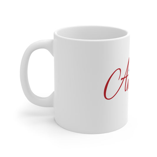 Made in America Script Coffee Mug – Elegant Patriotic USA Mug – Minimal Americana Typography Cup – Stylish USA Pride Gift Mug 11oz