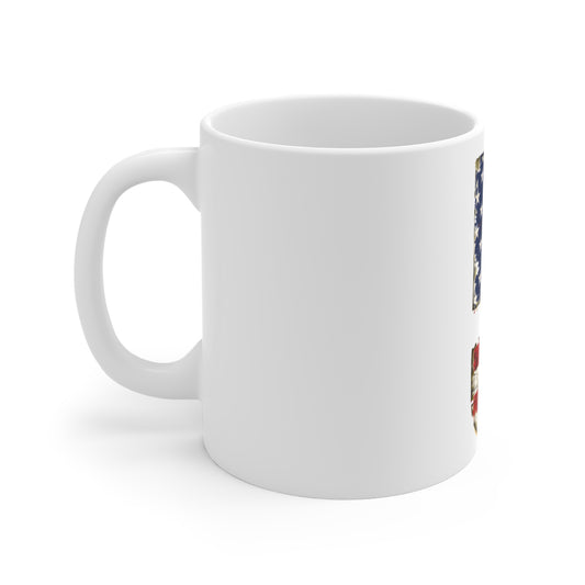 Distressed American Flag Number 5 Coffee Mug – Vintage Patriotic Number Mug – Rustic USA Stars & Stripes Cup – Americana Gift Mug 11oz