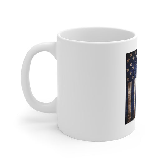 Rustic American Flag Wood Coffee Mug – Vintage USA Wood Grain Mug – Patriotic Barnwood Flag Cup – Farmhouse Americana Gift American Flag Coffee Mug – Rustic USA Stars & Stripes 11oz