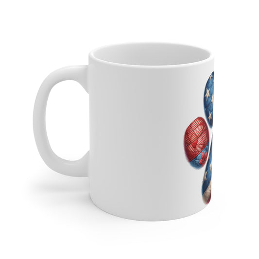 Patriotic Dog Paw Coffee Mug – Quilted American Flag Paw Print Mug – Red White Blue Dog Lover Gift – Soft Americana Patchwork Mug Patriotic Paw Print Mug – American Flag Dog Paw Coffee Cup (11oz...