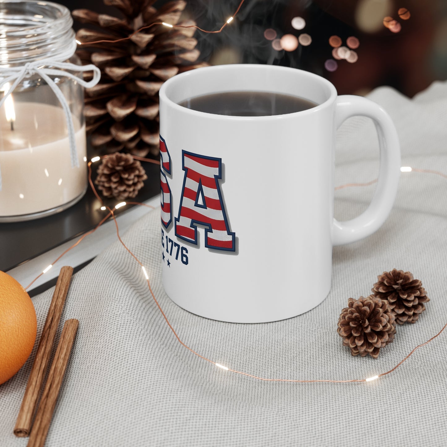 USA Since 1776 Coffee Mug — American Flag Patriotic 11oz Ceramic Mug