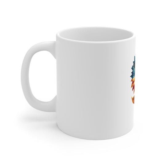 Patriotic Sunflower Coffee Mug — American Flag Floral 11oz